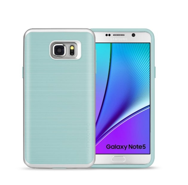 Galaxy Note 5 Slim fit Case Motomo ultra light TPU Thin fit Bumper Armor Scratch Resist Dual Tone Hybrid High Quality Case for Samsung Galaxy note 5 AQUA MINT SILVER